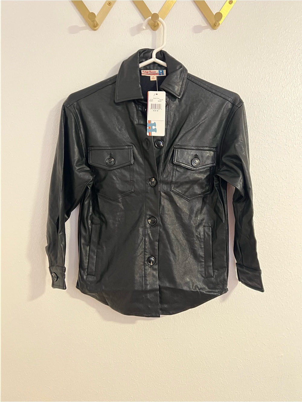Vintage Havana Not-Leather Button-Up Jacket